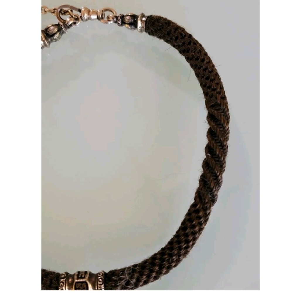 Sold Antique 10k Gold Enamel Mourning Hair Necklace - Picture 10 of 12
